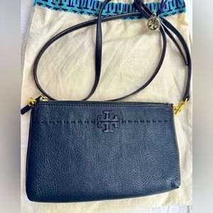 Tory Burch black w/gold accent cross body purse with dust bag